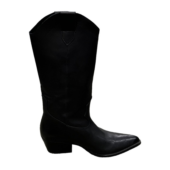 DEPP Black Pointed Toe Block Heel Cowboy Boots Size 38 Women's - Picture 8 of 10